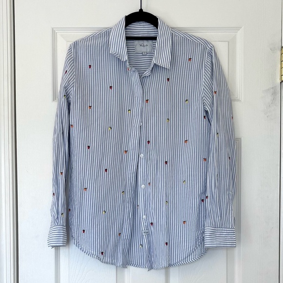 Rails Tops - Rails Taylor Embroidered Citrus Button Up Cotton Blend Blouse